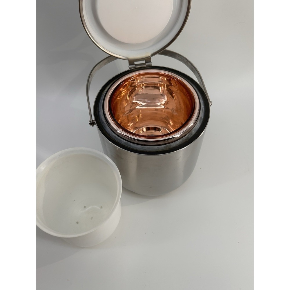 Vintage ALESSI Stainless Steel Thermal Ice Bucket W/ Polished Copper Interior